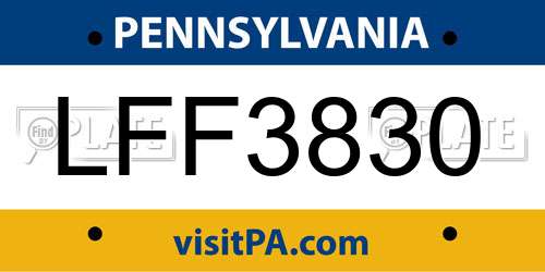 LFF3830 Pennsylvania License Plate