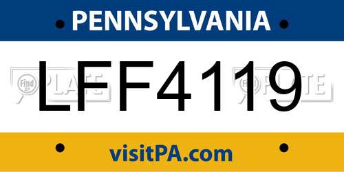 LFF4119 Pennsylvania License Plate