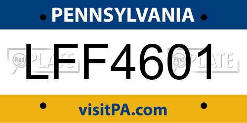 LFF4601 Pennsylvania License Plate