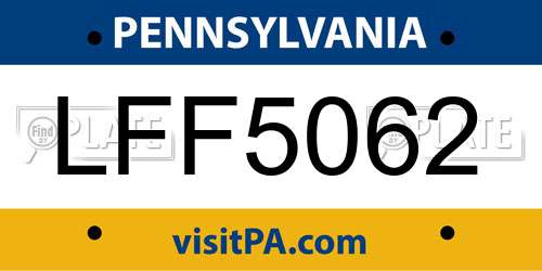 LFF5062 Pennsylvania License Plate