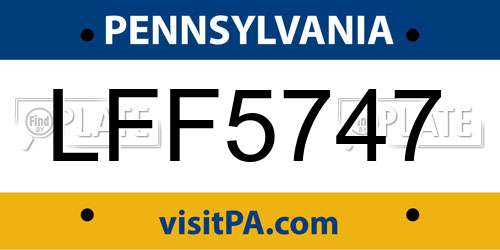 LFF5747 Pennsylvania License Plate