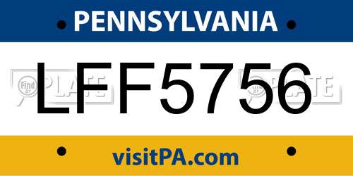LFF5756 Pennsylvania License Plate