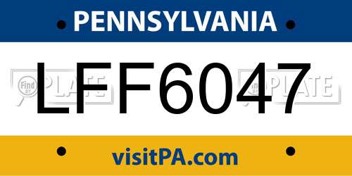 LFF6047 Pennsylvania License Plate
