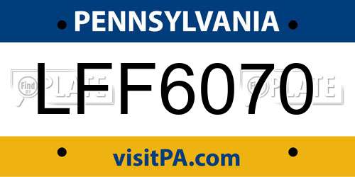 LFF6070 Pennsylvania License Plate