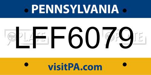 LFF6079 Pennsylvania License Plate