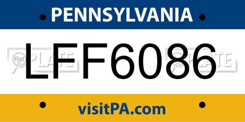 LFF6086 Pennsylvania License Plate
