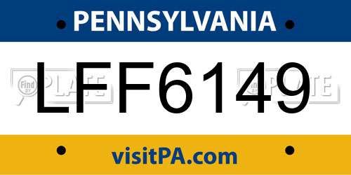 LFF6149 Pennsylvania License Plate