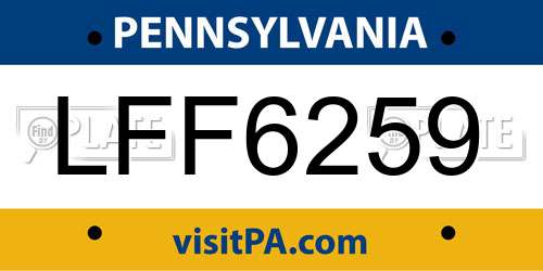 LFF6259 Pennsylvania License Plate