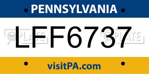 LFF6737 Pennsylvania License Plate