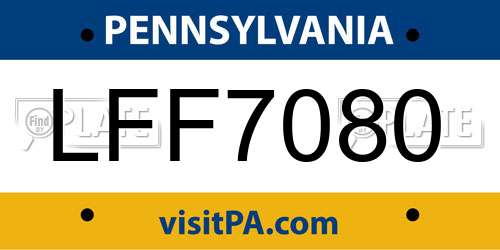 LFF7080 Pennsylvania License Plate