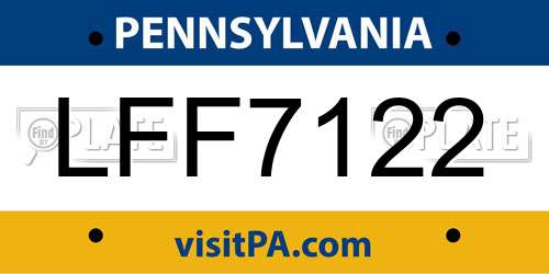 LFF7122 Pennsylvania License Plate
