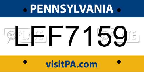 LFF7159 Pennsylvania License Plate