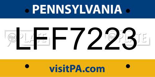 LFF7223 Pennsylvania License Plate