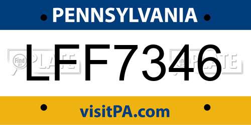 LFF7346 Pennsylvania License Plate