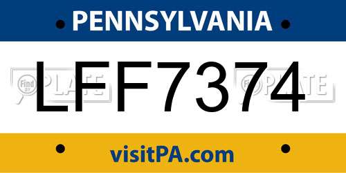LFF7374 Pennsylvania License Plate