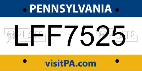 LFF7525 Pennsylvania License Plate