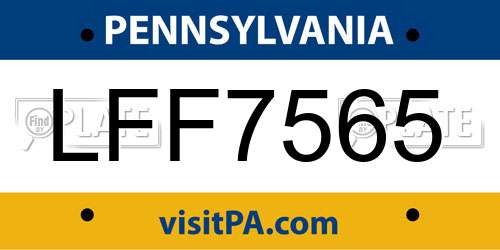 LFF7565 Pennsylvania License Plate