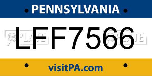 LFF7566 Pennsylvania License Plate