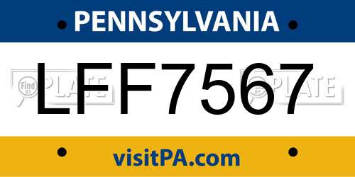 LFF7567 Pennsylvania License Plate