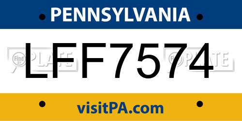 LFF7574 Pennsylvania License Plate