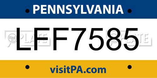 LFF7585 Pennsylvania License Plate