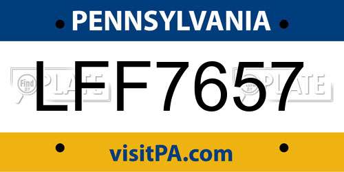 LFF7657 Pennsylvania License Plate