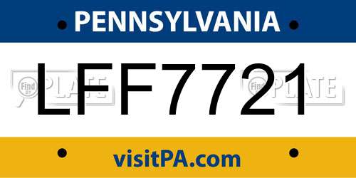 LFF7721 Pennsylvania License Plate