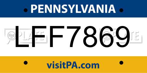 LFF7869 Pennsylvania License Plate