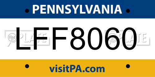 LFF8060 Pennsylvania License Plate