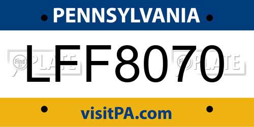 LFF8070 Pennsylvania License Plate