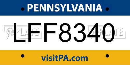 LFF8340 Pennsylvania License Plate