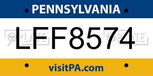 LFF8574 Pennsylvania License Plate