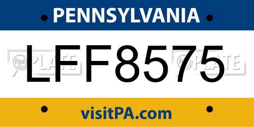 LFF8575 Pennsylvania License Plate