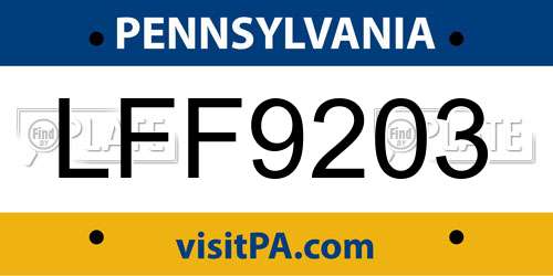 LFF9203 Pennsylvania License Plate