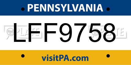 LFF9758 Pennsylvania License Plate