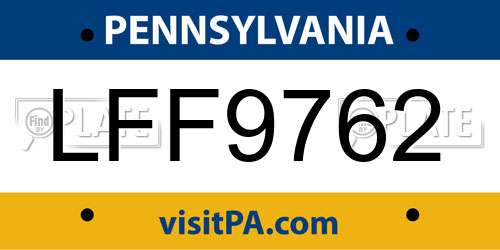 LFF9762 Pennsylvania License Plate