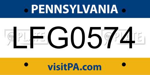 LFG0574 Pennsylvania License Plate
