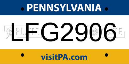 LFG2906 Pennsylvania License Plate