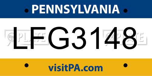 LFG3148 Pennsylvania License Plate