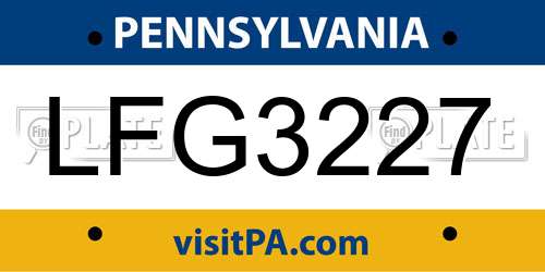 LFG3227 Pennsylvania License Plate