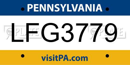 LFG3779 Pennsylvania License Plate