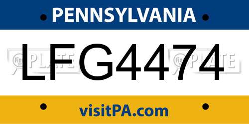LFG4474 Pennsylvania License Plate