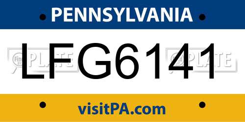 LFG6141 Pennsylvania License Plate