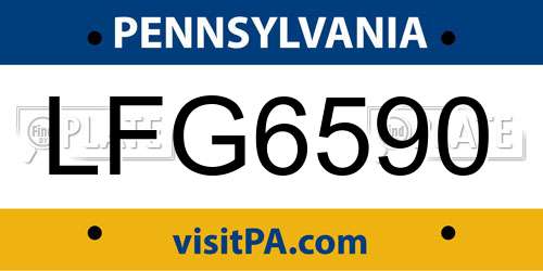 LFG6590 Pennsylvania License Plate
