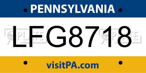 LFG8718 Pennsylvania License Plate