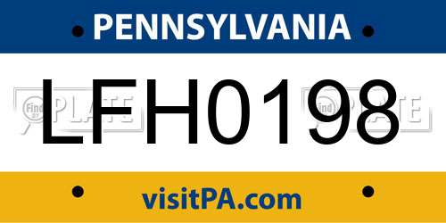 LFH0198 Pennsylvania License Plate