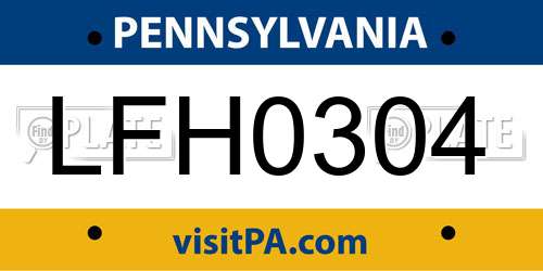 LFH0304 Pennsylvania License Plate