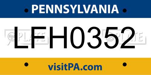 LFH0352 Pennsylvania License Plate