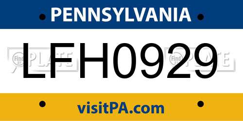 LFH0929 Pennsylvania License Plate