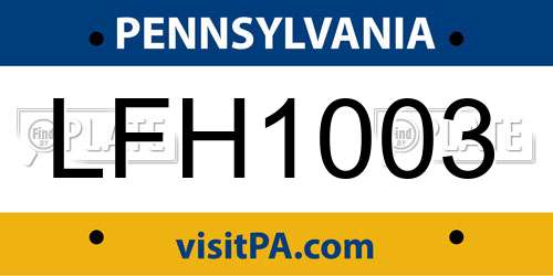 LFH1003 Pennsylvania License Plate